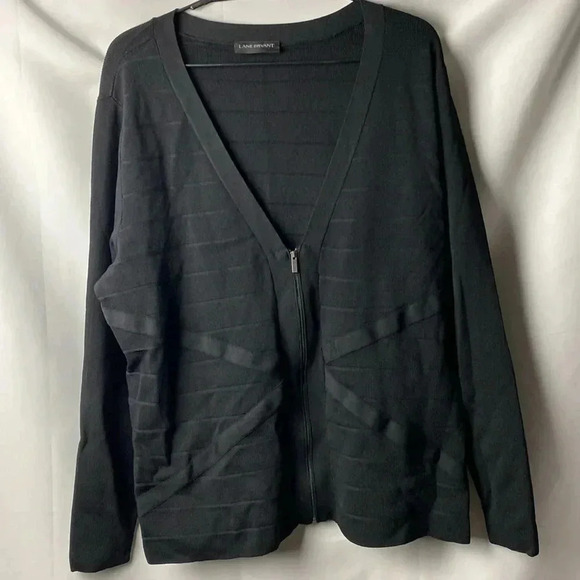 LANE BRYANT WO SIZE 1X BLACK ZIP FRONT SWEATER GOOD CLEAN CONDITION ZIP FRONT - Picture 2 of 10